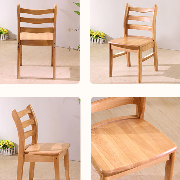 Chaise de salle à manger carrée en bois de cuisine Morden, chaise de salle à manger empilable avec dossier en échelle