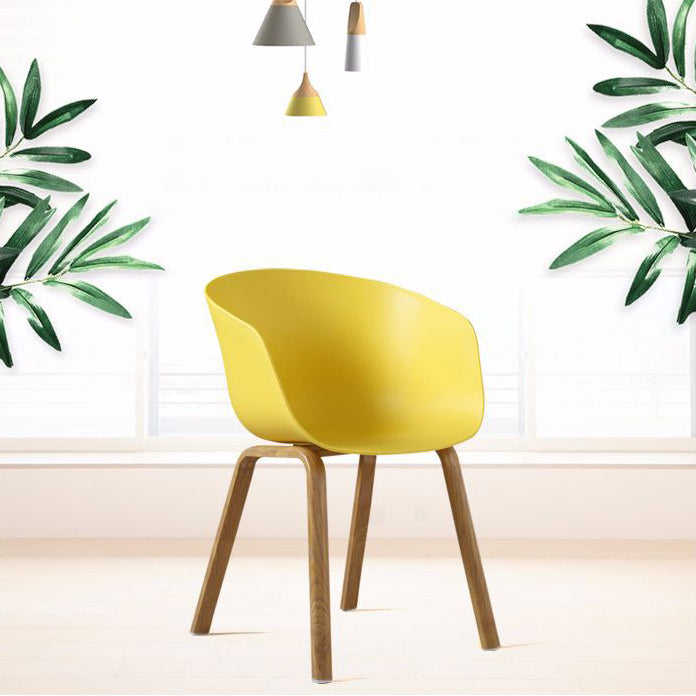 Modern Style Plastic Dining Armchair Open Back Dining Side Chair for Home