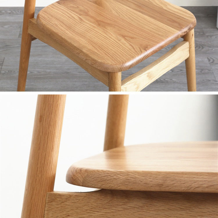 Contemporary Style Wood Dining Chair Stackable Ladder Back Arm Chair for Home
