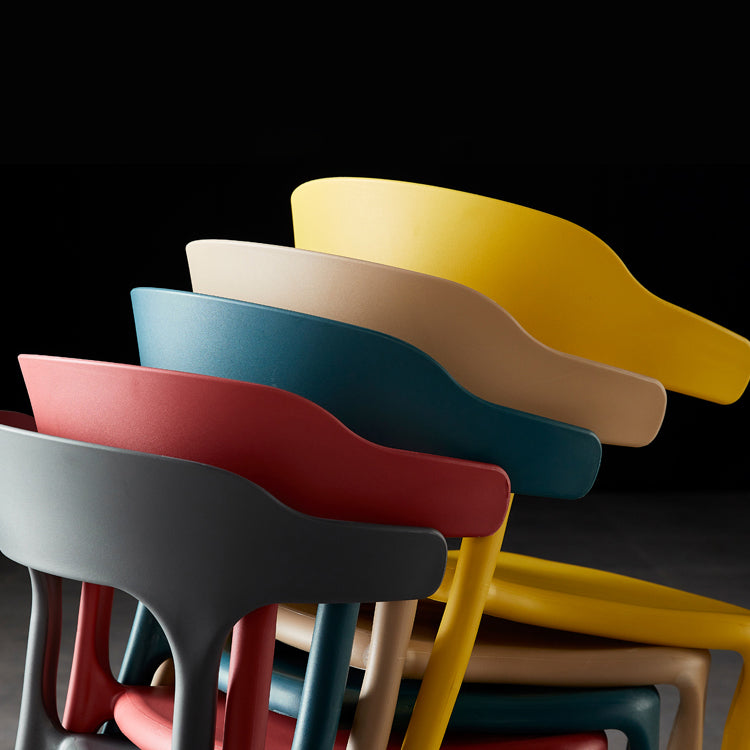 Contemporary Side Chair Stacking Dining Colorful Plastic Armless Chairs for Dining Room