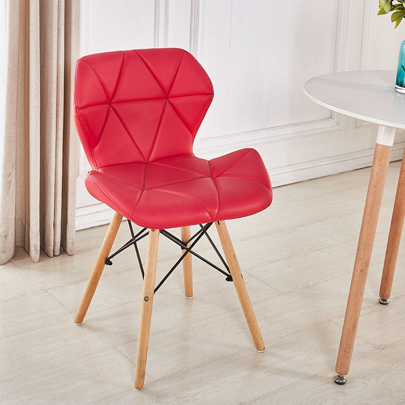 Sedie da pranzo laterale in pelle nordica sedia a bracciale senza braccio con gambe in legno