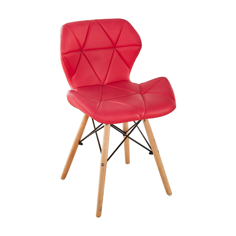 Sedie da pranzo laterale in pelle nordica sedia a bracciale senza braccio con gambe in legno