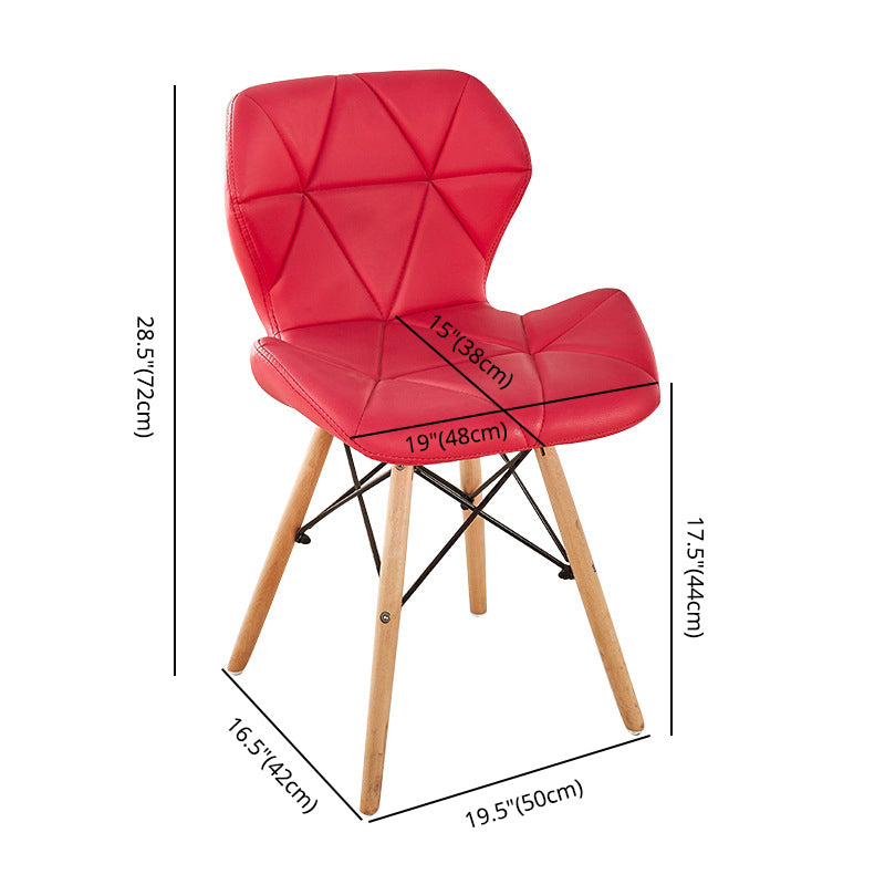 Sedie da pranzo laterale in pelle nordica sedia a bracciale senza braccio con gambe in legno