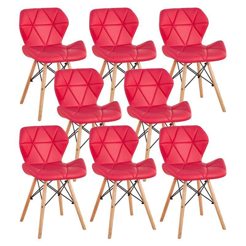 Sedie da pranzo laterale in pelle nordica sedia a bracciale senza braccio con gambe in legno