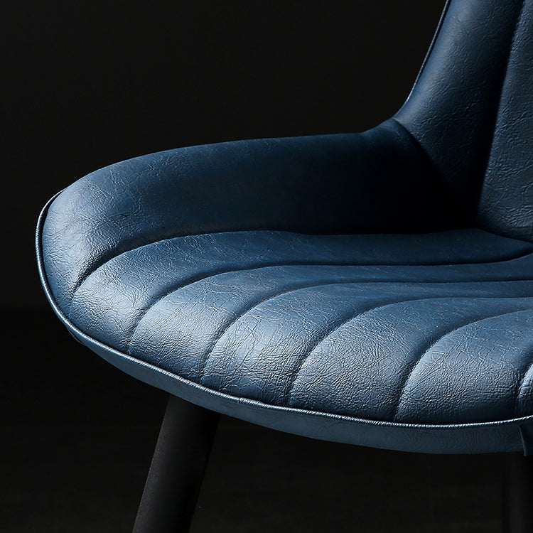 Modern Design Faux Leather Side Chair with 4 Metal Black Finish Legs Solid Back Armless Chair