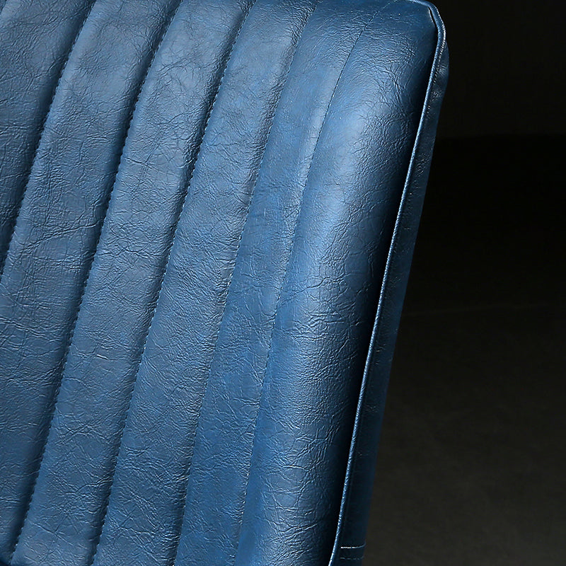 Modern Design Faux Leather Side Chair with 4 Metal Black Finish Legs Solid Back Armless Chair