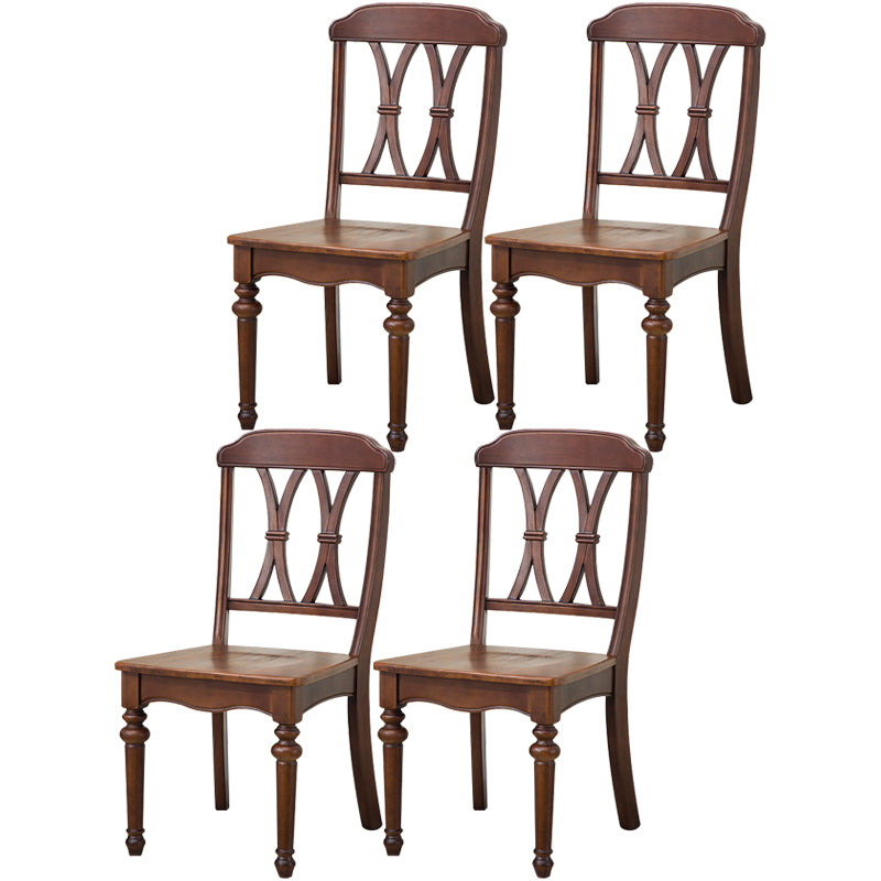 Chaise de salle à manger traditionnelle en bois, chaise latérale à dossier croisé de 35 pouces avec 4 pieds pour restaurant