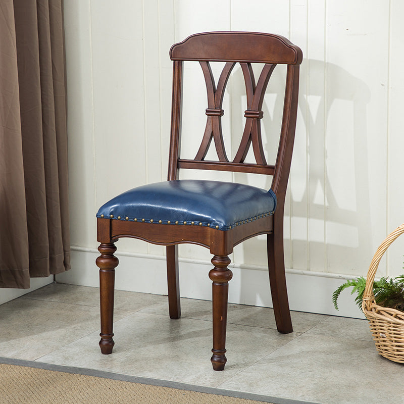 Chaise de salle à manger traditionnelle en bois, chaise latérale à dossier croisé de 35 pouces avec 4 pieds pour restaurant