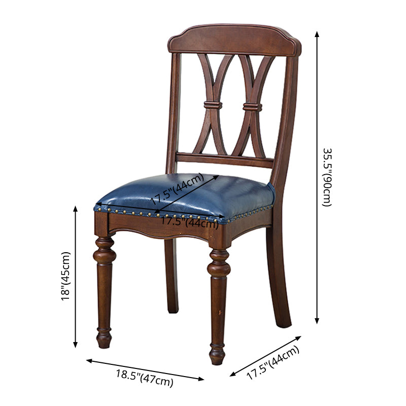 Chaise de salle à manger traditionnelle en bois, chaise latérale à dossier croisé de 35 pouces avec 4 pieds pour restaurant