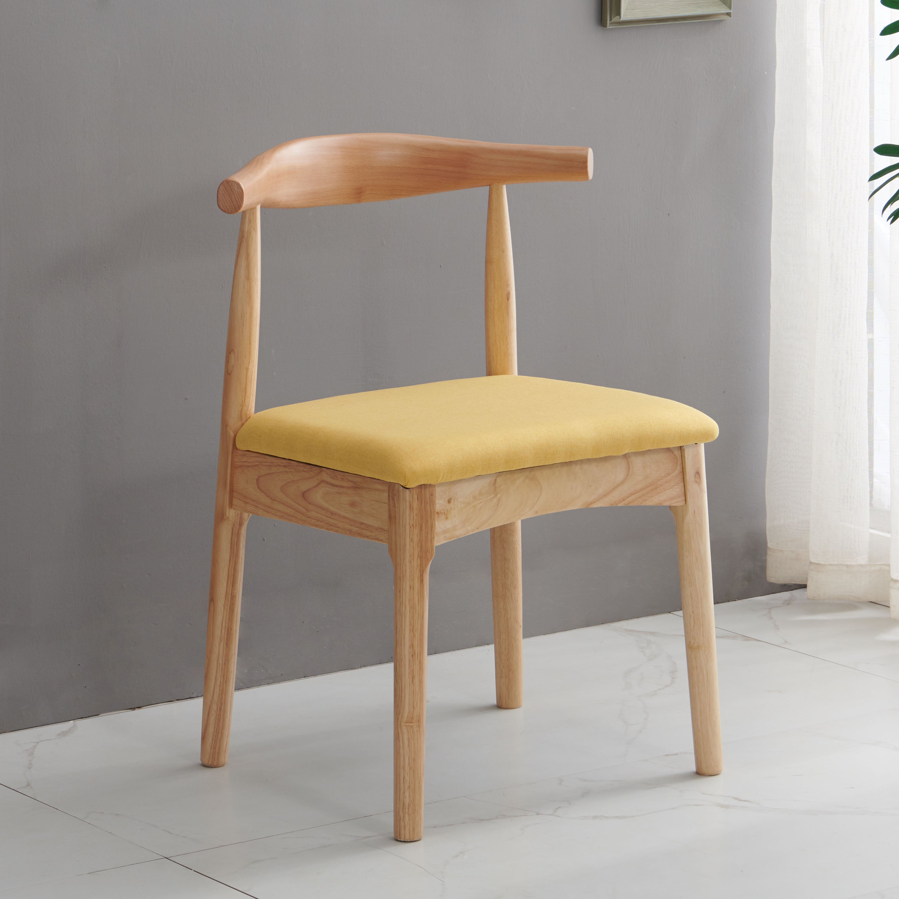 Scandinavian Dining Chair Open Back Side Chair with 4 Wood Legs for Home Use