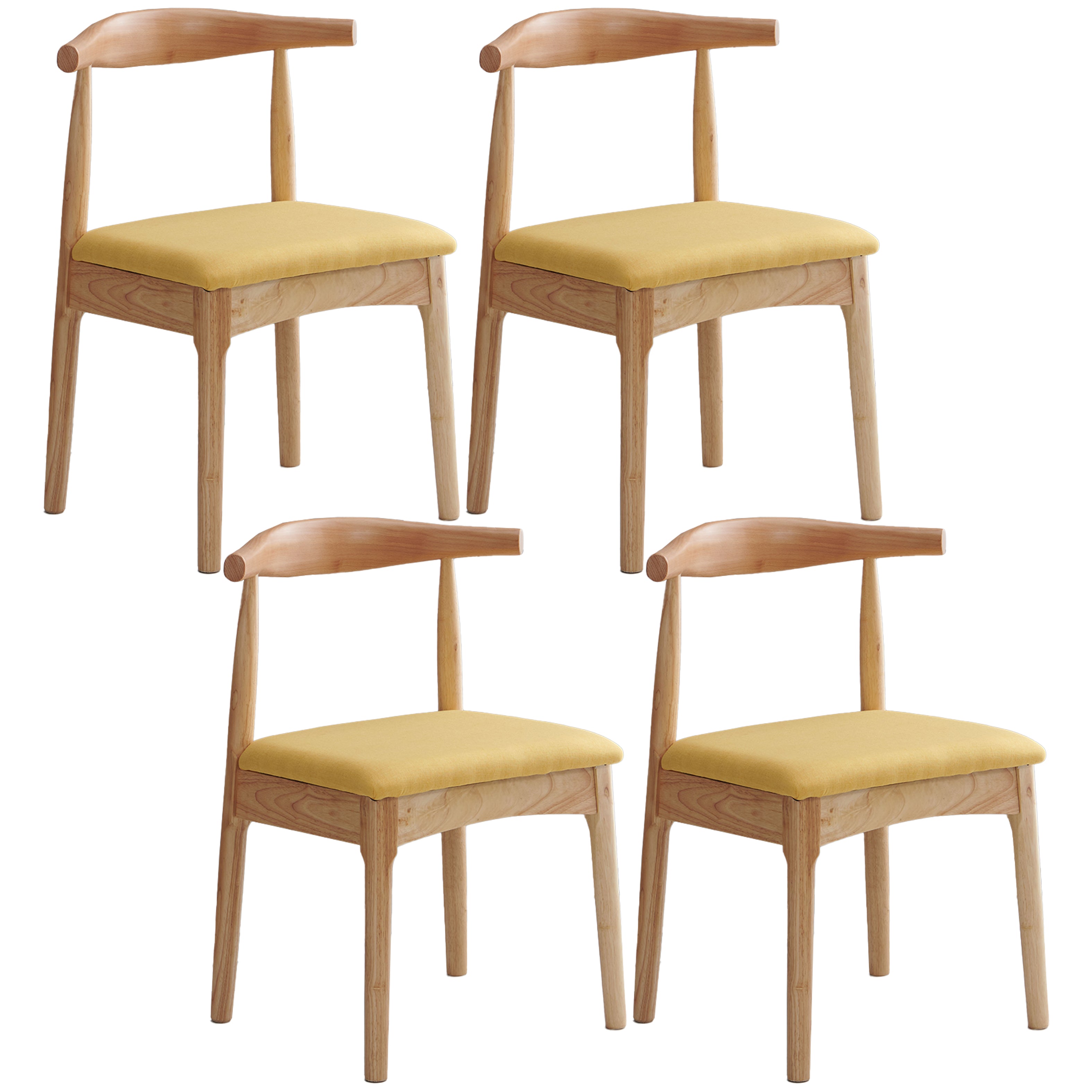 Scandinavian Dining Chair Open Back Side Chair with 4 Wood Legs for Home Use