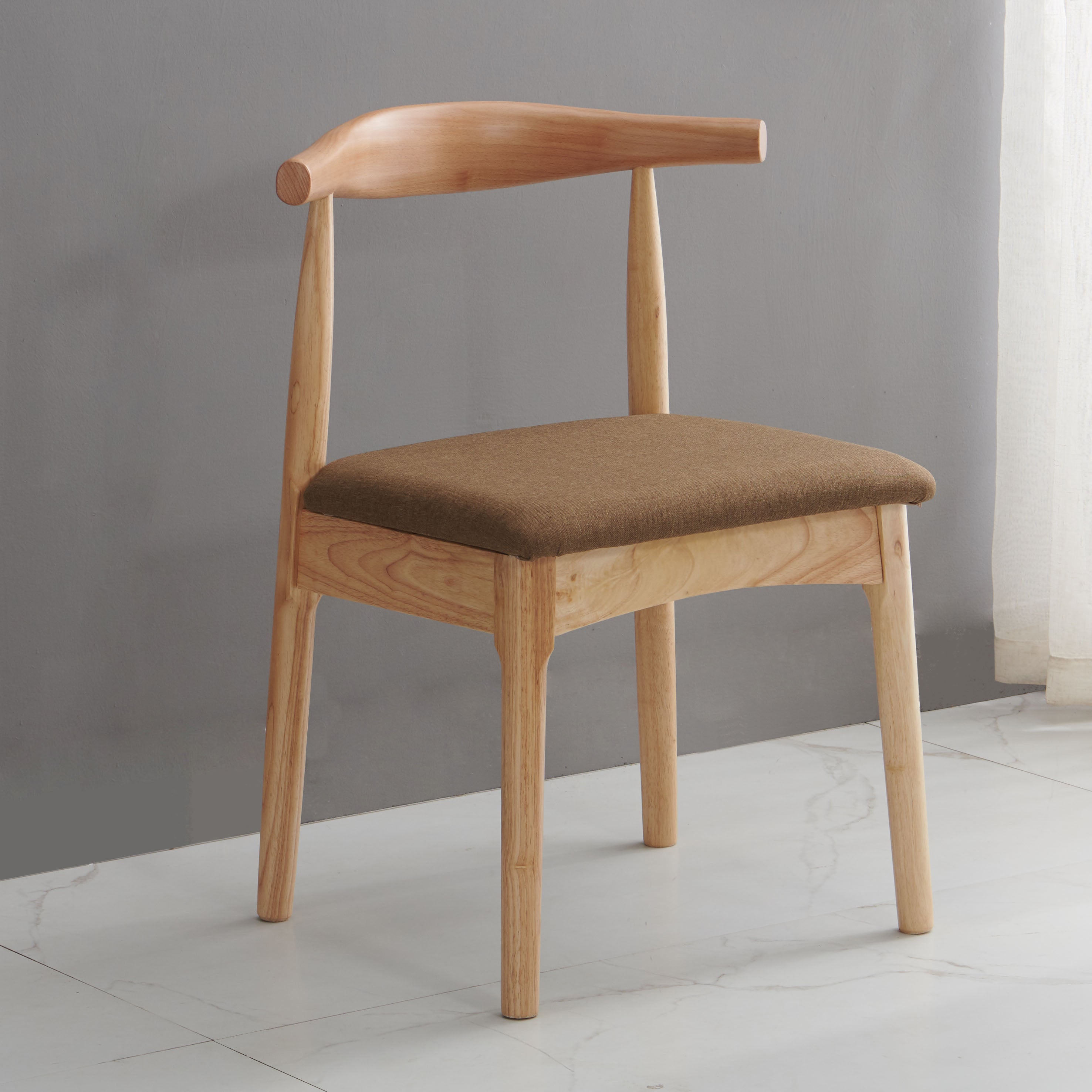 Scandinavian Dining Chair Open Back Side Chair with 4 Wood Legs for Home Use