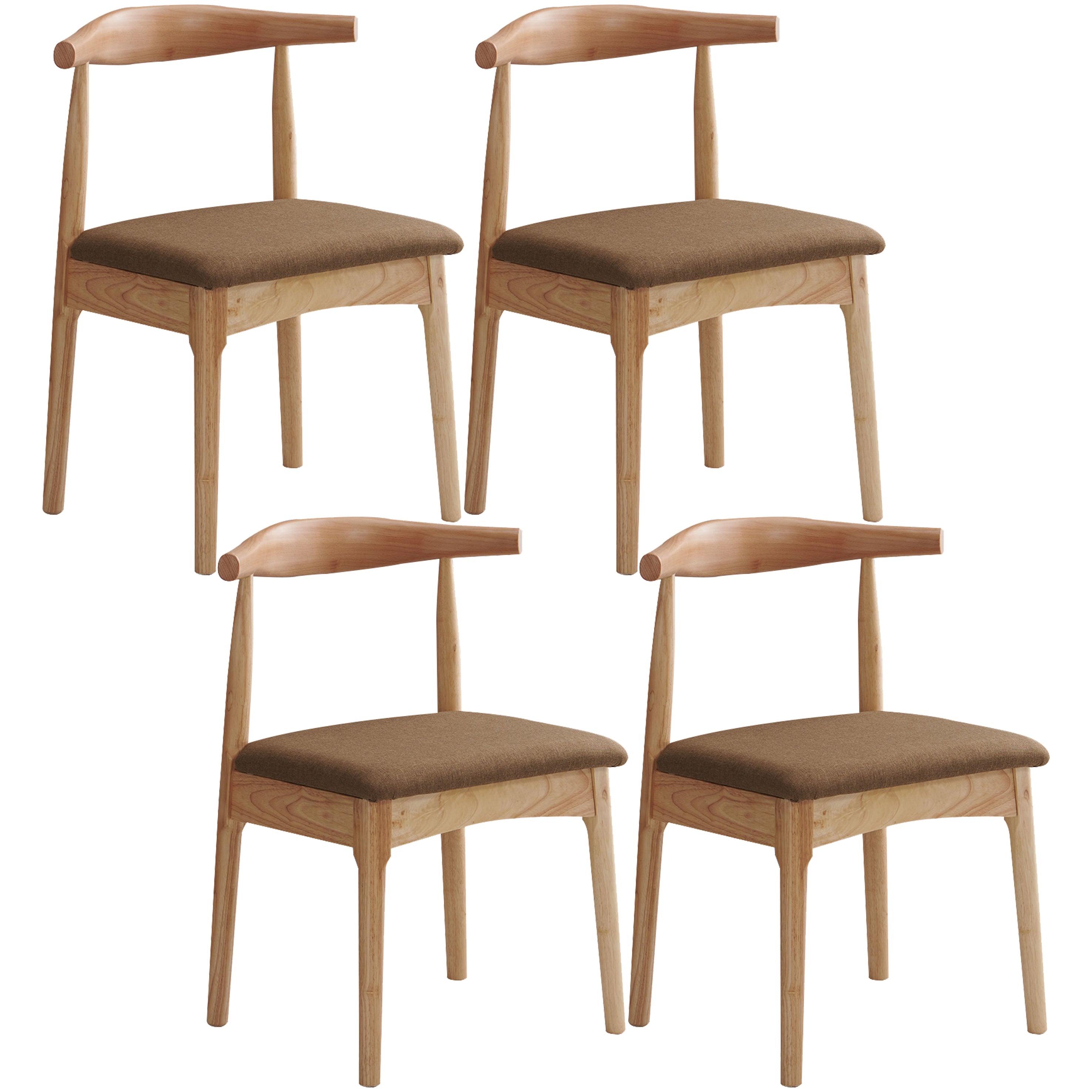 Scandinavian Dining Chair Open Back Side Chair with 4 Wood Legs for Home Use