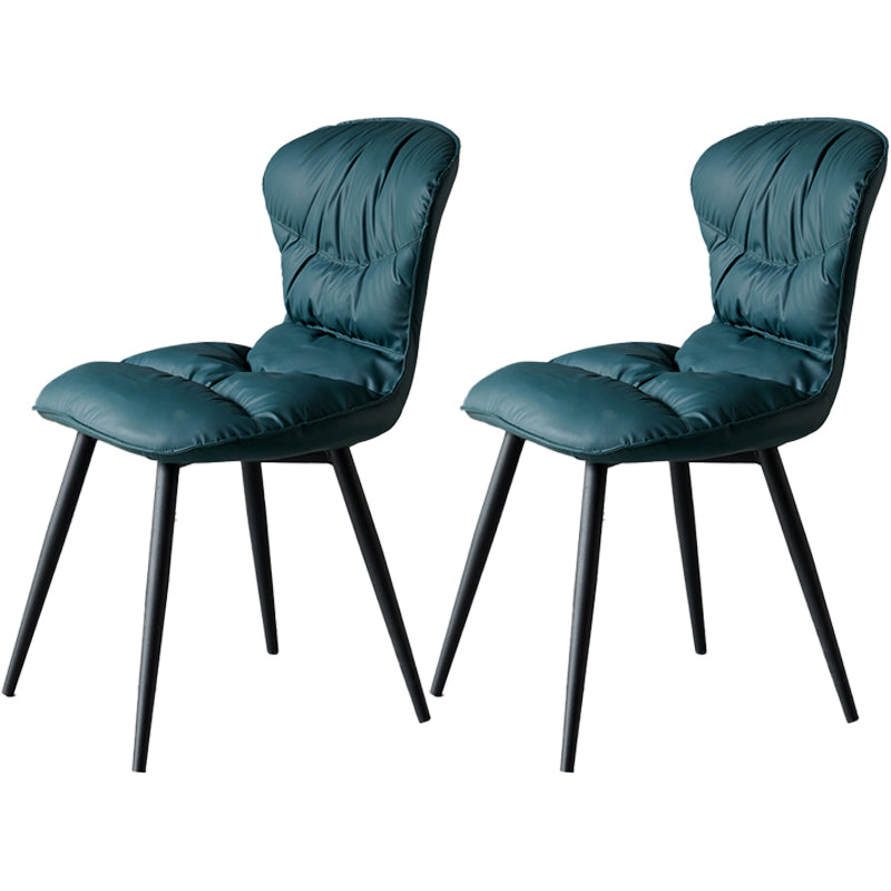Nordic Style Metal Armless Dining Chairs Leather Upholstered Side Chair for Home Use