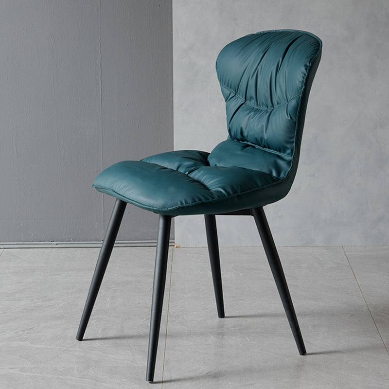 Nordic Style Metal Armless Dining Chairs Leather Upholstered Side Chair for Home Use