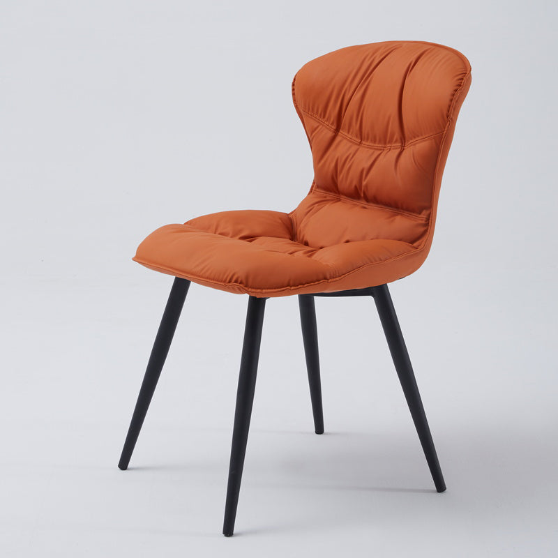 Nordic Style Metal Armless Dining Chairs Leather Upholstered Side Chair for Home Use