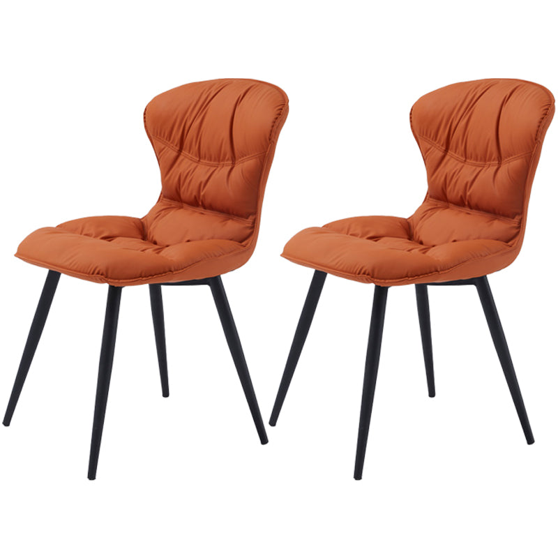 Nordic Style Metal Armless Dining Chairs Leather Upholstered Side Chair for Home Use