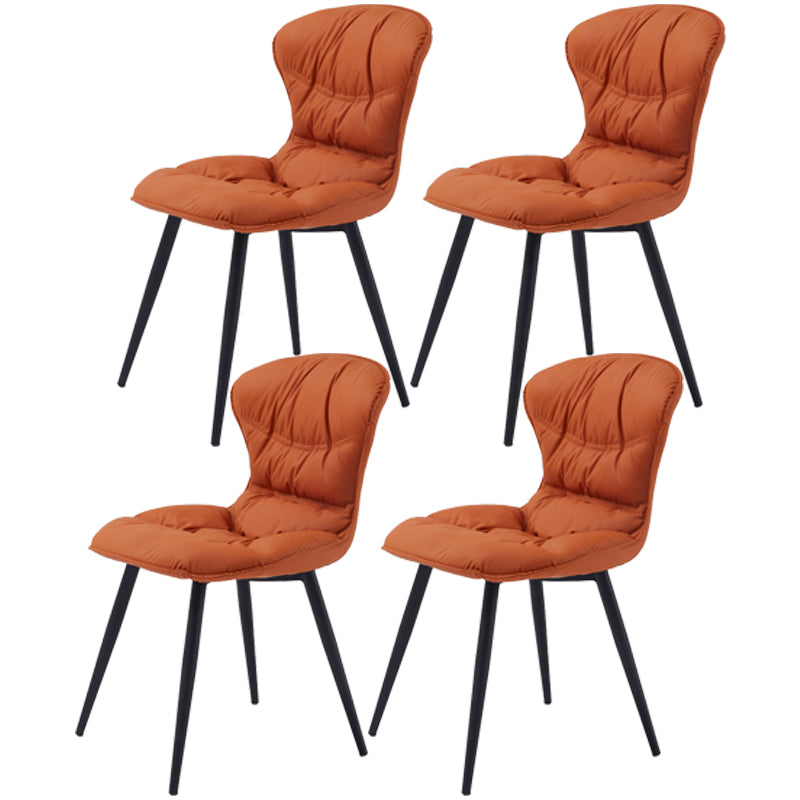 Nordic Style Metal Armless Dining Chairs Leather Upholstered Side Chair for Home Use
