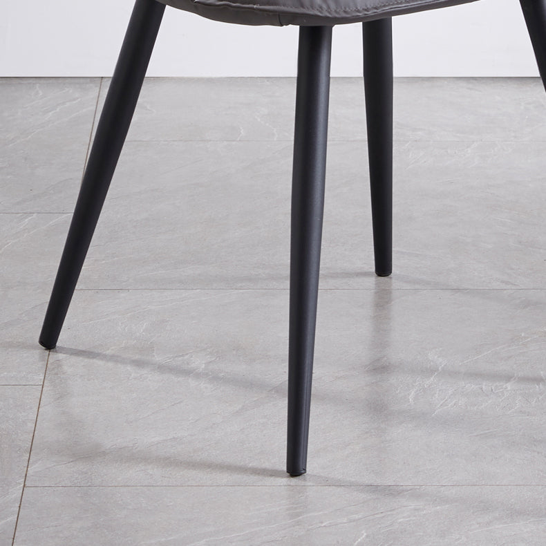 Nordic Style Metal Armless Dining Chairs Leather Upholstered Side Chair for Home Use