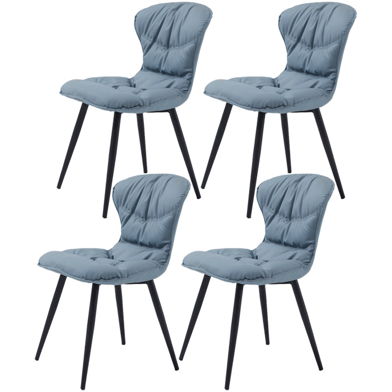 Nordic Style Metal Armless Dining Chairs Leather Upholstered Side Chair for Home Use