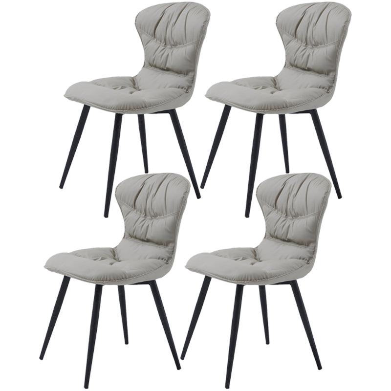 Nordic Style Metal Armless Dining Chairs Leather Upholstered Side Chair for Home Use