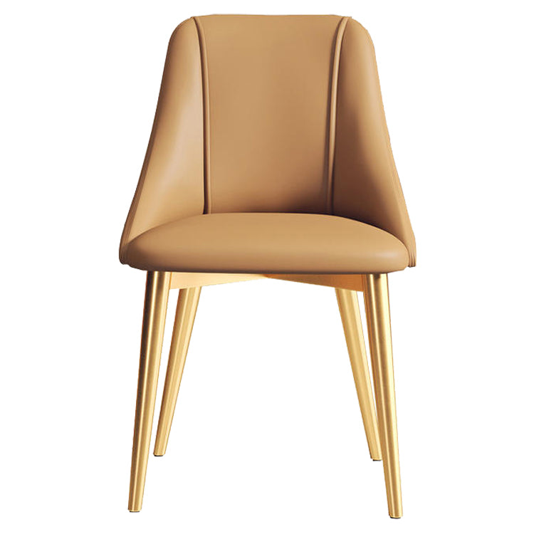 Glam Style Pu Leather Side Chair Set Dining Room Side Chair with Metal Legs
