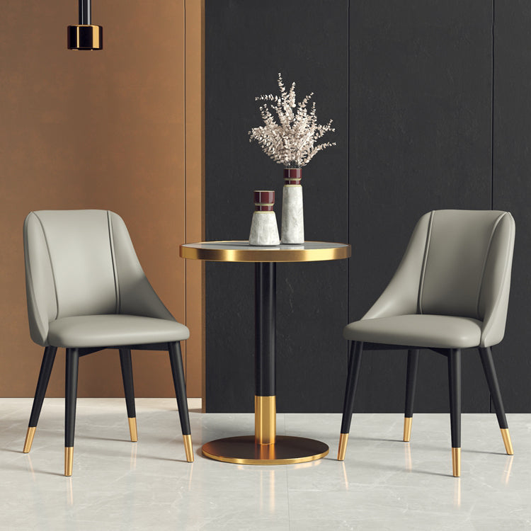 Glam Style Pu Leather Side Chair Set Dining Room Side Chair with Metal Legs