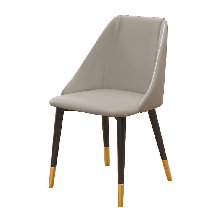 Glam Style Pu Leather Side Chair Set Dining Room Side Chair with Metal Legs