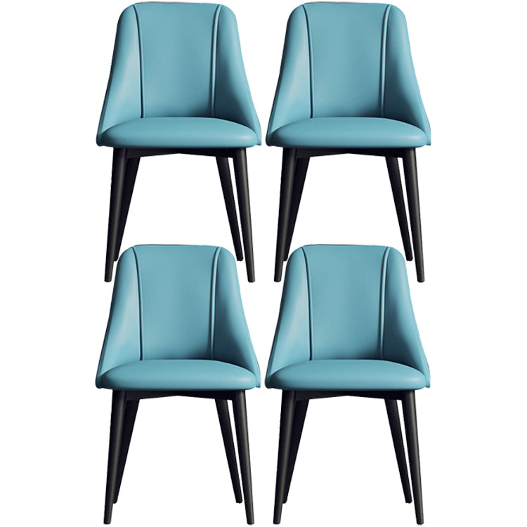 Glam Style Pu Leather Side Chair Set Dining Room Side Chair with Metal Legs