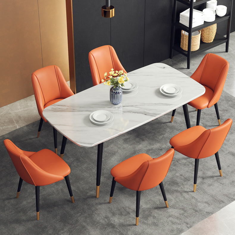 Glam Style Pu Leather Side Chair Set Dining Room Side Chair with Metal Legs