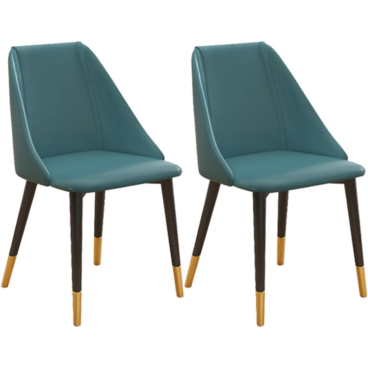 Glam Style Pu Leather Side Chair Set Dining Room Side Chair with Metal Legs