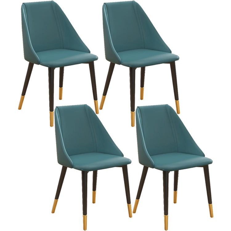 Glam Style Pu Leather Side Chair Set Dining Room Side Chair with Metal Legs