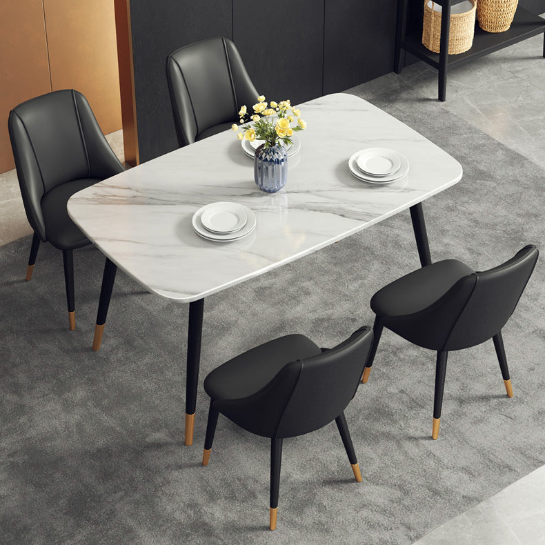 Glam Style Pu Leather Side Chair Set Dining Room Side Chair with Metal Legs