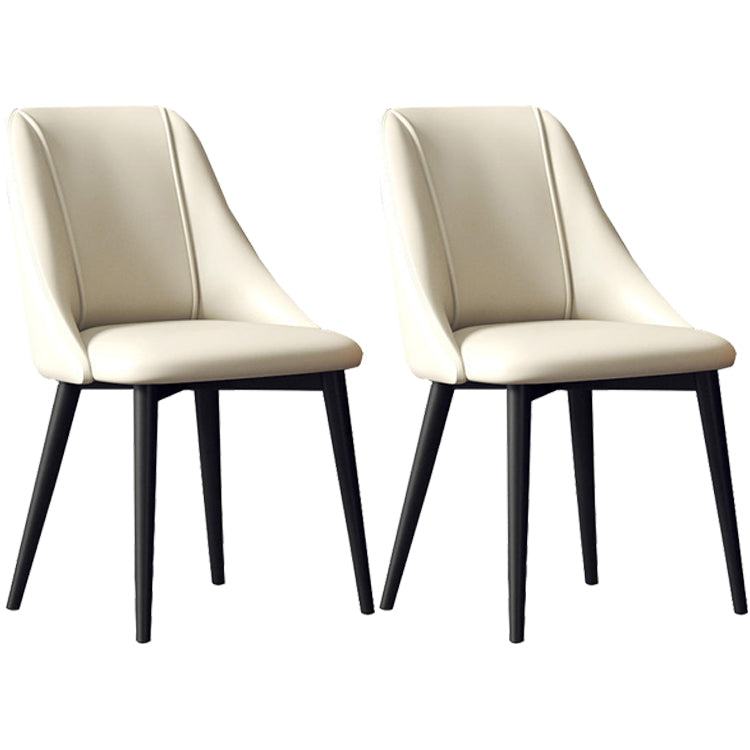 Glam Style Pu Leather Side Chair Set Dining Room Side Chair with Metal Legs