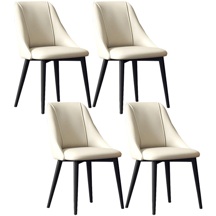 Glam Style Pu Leather Side Chair Set Dining Room Side Chair with Metal Legs