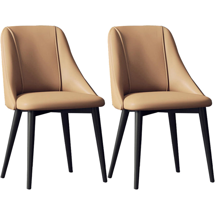 Glam Style Pu Leather Side Chair Set Dining Room Side Chair with Metal Legs