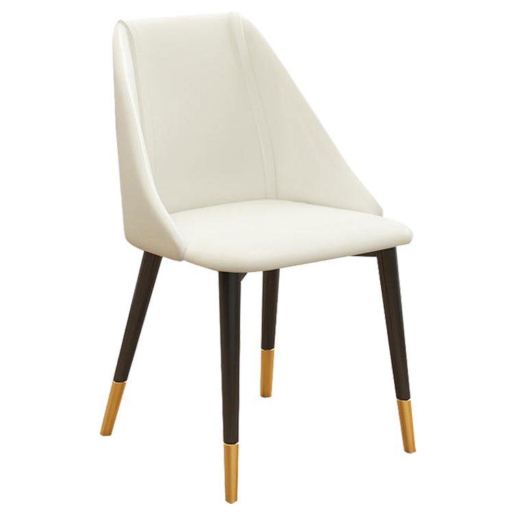 Glam Style Pu Leather Side Chair Set Dining Room Side Chair with Metal Legs