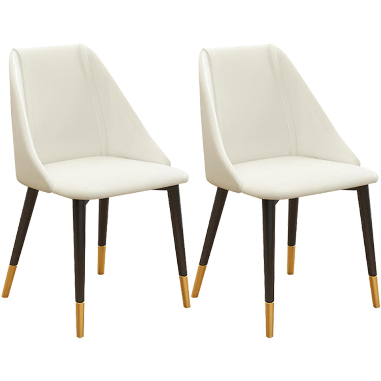 Glam Style Pu Leather Side Chair Set Dining Room Side Chair with Metal Legs