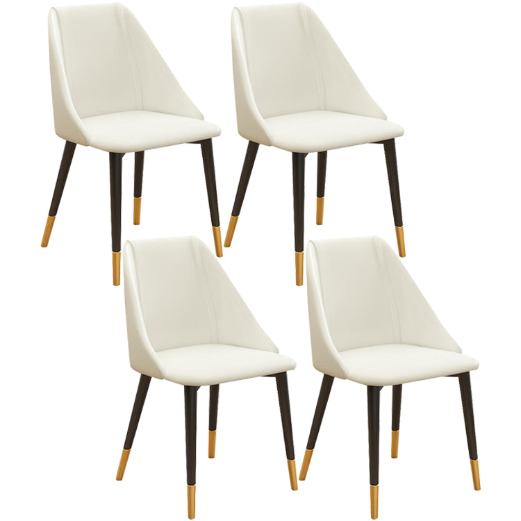 Glam Style Pu Leather Side Chair Set Dining Room Side Chair with Metal Legs