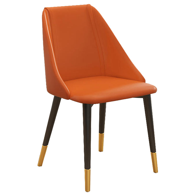Glam Style Pu Leather Side Chair Set Dining Room Side Chair with Metal Legs