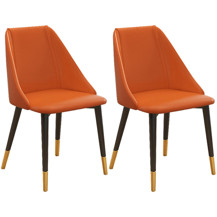 Glam Style Pu Leather Side Chair Set Dining Room Side Chair with Metal Legs