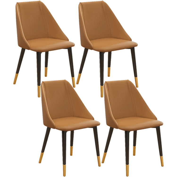 Glam Style Pu Leather Side Chair Set Dining Room Side Chair with Metal Legs