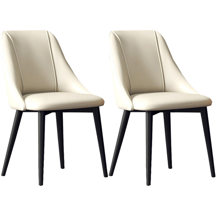 Glam Style Pu Leather Side Chair Set Dining Room Side Chair with Metal Legs