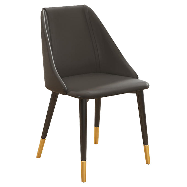 Glam Style Pu Leather Side Chair Set Dining Room Side Chair with Metal Legs