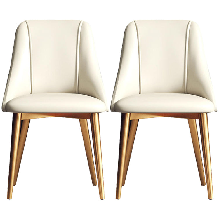 Glam Style Pu Leather Side Chair Set Dining Room Side Chair with Metal Legs