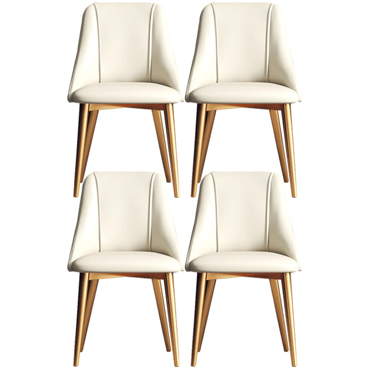 Glam Style Pu Leather Side Chair Set Dining Room Side Chair with Metal Legs