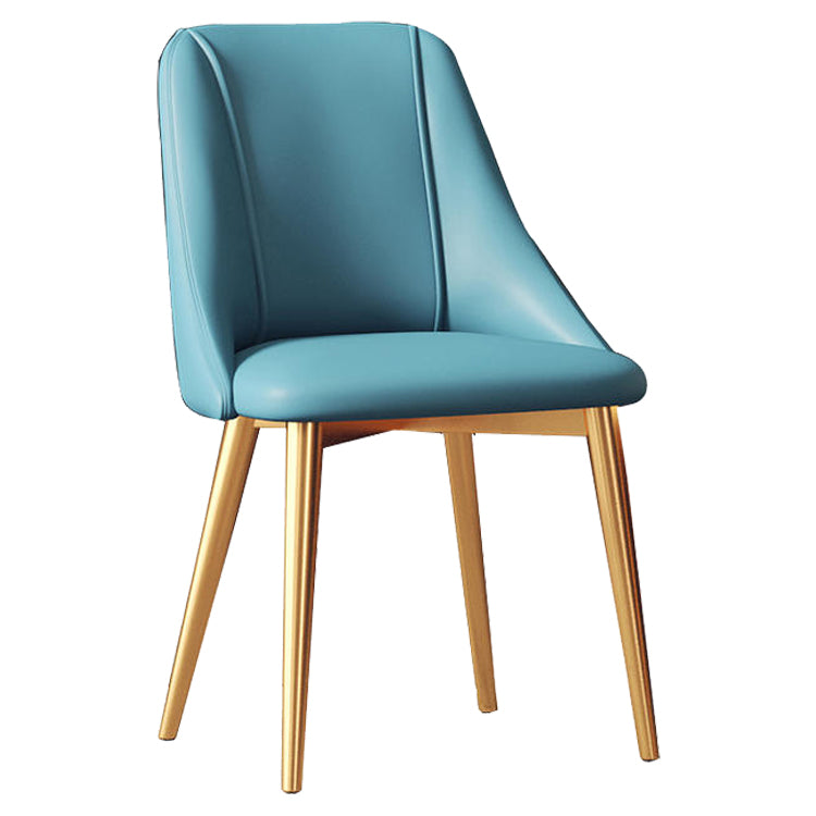 Glam Style Pu Leather Side Chair Set Dining Room Side Chair with Metal Legs