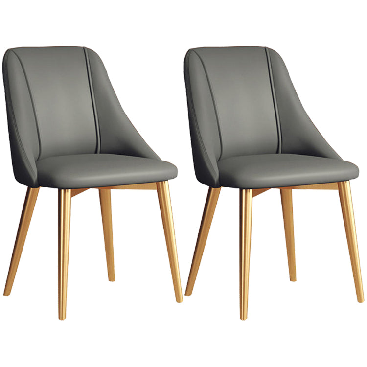 Glam Style Pu Leather Side Chair Set Dining Room Side Chair with Metal Legs