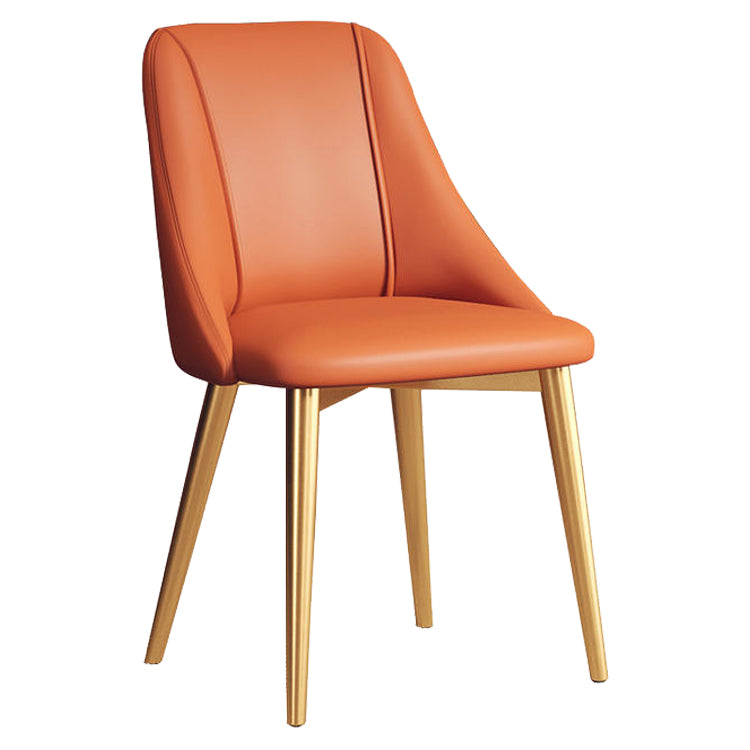 Glam Style Pu Leather Side Chair Set Dining Room Side Chair with Metal Legs