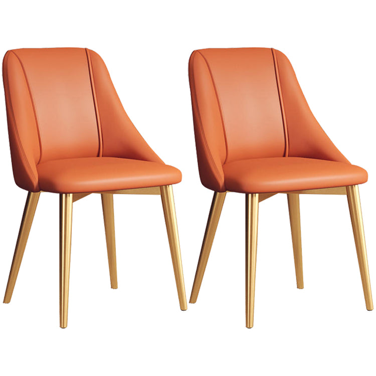 Glam Style Pu Leather Side Chair Set Dining Room Side Chair with Metal Legs